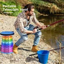 1 Outdoor Portable Trial Plastic Telescopic Folding Stool, Queue Folding Chair, Brand New PP Material, More Sturdy And Durable Folding Stool, Folding Stool, Foldable Adjustable Stool, Fishing Stool, Telescopic Camping Stool, Suitable For Adult Outdoor Fishing, Hiking, Gardening, Travel, Barbecue, Suitable For Outdoor Activities