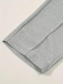 1pc Tween Boys Casual Straight Leg Waffle Knit Breathable Easy Care Pants - Grey - View 5