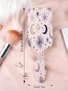 1pc Boho Style Star & Moon Series Air Cushion Comb, Featuring Intricate Bohemian Crescent Moon, Star, Cosmic Pattern Design, Made Of PC+TPU Material, Smooth Combing For Hair Care & Styling - Multicolor - View 6