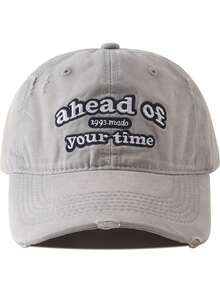 1pc Ahead Of Your Time Embroidered Baseball Cap, Unisex Couple Style, Fashionable Casual Sun Protection Hat - Multicolor - View 11