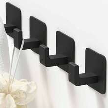 1-4Pcs Strong Adhesive Wall Hook Sticker Hanging Coat Rack Clothes Hanger Shower Robe Hook Kitchen Bathroom Towel Hooks Black - Black - View 2