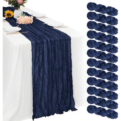 1/2/5 szt. granatowych plisowanych flag stołowych, składane obrusy, dekoracja świąteczna na urodziny, dekoracja ślubna, wystrój domu na święta, dekoracja stołu w jadalni, jednolity kolor obrusu, dekoracja urodzinowa, dekoracja ślubna, dekoracja noworoczna 2026, prezenty na imprezę, wystrój imprezy, flagi stołowe do domu
