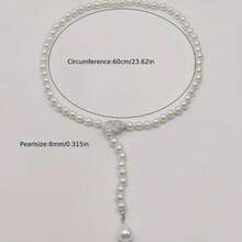 1 件装女士免打理珍珠毛衣链，波西米亚复古风长款可调节串珠项链，高端纯白项链，引人注目，是情人节礼物、日常配饰和派对佩戴的完美之选，百搭各种服饰。 - 白色 - 查看 2