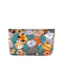 Animal Printed Large Capacity Makeup Bag, Easy To Store, Suitable For Home And Travel, Cosmetic Storage Bag, Toiletries Bag, Square Handheld Travel Makeup And Toiletries Bag, Large Capacity Portable Cosmetics Box,Multiple Compartments - Portable Makeup Case Suitable