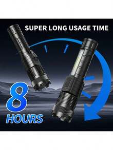 Flashlight High Luminous Rechargeable 2-Piece Set, Luminous Super Bright LED Flashlight, 6 Lighting Modes, Powerful Handheld Flash, Suitable For Camping Families In Emergency Situations - Black - View 5