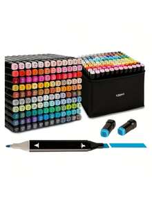 48/60/80/120 Colors Dual Tip Marker Pens Set, Suitable For Drawing, Coloring, Sketching, Calligraphy, Manga, Design, School, Includes Carrying Bag, High Quality, Smooth Writing, Art Supplies, Creative Drawing, Professional Artist Use