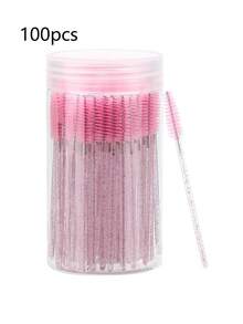 100/70/50支装睫毛刷、睫毛膏刷（带容器）、一次性软毛眉刷、睫毛嫁接刷、眉刷、蓖麻油刷（并非所有SKU都配有瓶子）（多种颜色可选） - 粉色 - 查看 17