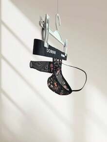 1件性感卡通象鼻印花网纱低腰男士丁字裤 - 黑色 - 查看 9