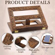 Adjustable Wooden Bible Stand Carved Bible Holder Missal Stand Book Display Reading Folding Religious Prayer Wooden Holy Book Holder 12.99x 10.04 InchesDark Brown - Dark Brown - View 4