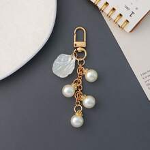 AD 时尚珍珠心形钥匙扣，配贝壳吊坠和珍珠流苏——少女心配饰，完美礼物 - 珍珠流蘇鑰匙鏈 - 查看 10