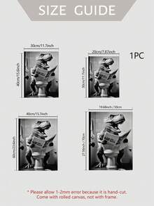 1张趣味恐龙霸王龙上厕所海报 - 浴室适用，现代霸王龙艺术，客厅、卧室、浴室装饰 - 无框帆布画