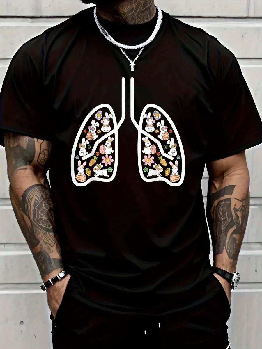 Men Clothes Respiratory Therapist Easter Lungs Nurse RT Pulmonologist T-Shirt - Black - View 1