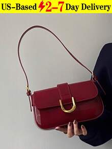 1pc Lacquered Polyurethane Leather Handbag For Women,Small Shoulder Bag For Women[US-Based Shipping]Burgundy Baguette Bag, Y2K Babe Bag, Lacquered Mini Square Bag, Simple Mini Bag, Crossbody Purses,Shoulder/Underarm Bag,Leather Tote Handbag Clutch Hobo Purse Retro Mini Bag, With Zipper Closure ,Versatile Work Bag, Student Mini Square Bag, Retro Inspired Bag For Women, Fashionable Burgundy Bag , Old Money,Great Gift For Ladies Like Christmas, Valentine's Day, Birthdays, Mother's Day, And Anniversaries. - Màu Đỏ Sâu - Xem 12