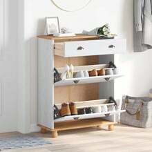 Mobiletto porta scarpe vidaXL con cassetto ASKIM Bianco 85 x 35 x 108 cm - Bianco - Visualizzare 4