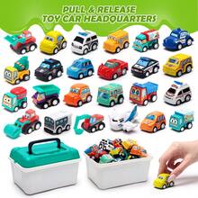 6-24pcs Children's Construction Vehicle Toy Set, Friction Powered Push & Pull Mini Interactive Toy Cars, With Storage Box, Suitable For Boys & Girls 3+ Years Old, Perfect Birthday & Holiday Gift - Multicolor - View 1