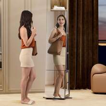 Vlsrka Armario de Joyería Con Espejo de Cuerpo Entero, Giratorio 360°, Organizador de Almacenamiento, Luces y 4 Estantes - Gris - Ver 5