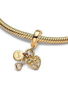 1pc Fashionable Delicate Gold Series Horse Shoe, Nutcracker, Red Rose, Family Bead Pendant Versatile DIY Bracelet Necklace Gift - Yellow Gold - View 7