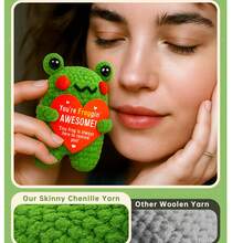 1pc Handmade Crochet Desktop Decor, Funny 2-Legged Alien Avocado Sunflower Turtle Plush Doll, Cute Ornament, Great Gift For Best Friend, Birthday, Girlfriend, Sister, Mom, Grandma, Coworker, Family, Keychain, Positive Emotion, Party, Christmas, Valentine's Day, Thanksgiving, Bedroom Decoration, Small Gift, Souvenir - Multicolor - View 3