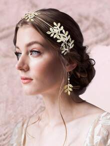 Milacolato Greek Goddess Costume Accessories For Women Gold Headpiece Upper Arm Cuff Bracelet Dangle Earring Goddess Gold Jewelry Set For Bridal Wedding Toga Party - 金色 - 查看 5