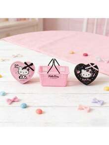 Miniso Sanrio Hello Kitty 閃亮派對系列棉花糖粉撲組－心形雙頭粉撲（粉色與黑色），附 Hello Kitty 圖案，附粉色塑膠收納籃，柔軟蓬鬆觸感，適合日常化妝與補妝（1件） - 彩色 - 查看 3