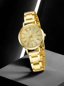 4PCS/Set Women's Ladies Female Quartz Wrist Watches Alloy Minimalist Vintage Elegant Jewelry Y2K Party Dress Vacation Holiday Festival Gift Valentine's Day,Fashionable And Elegant Roman Numeral Quartz Watch, 8-Shaped Bracelet Set