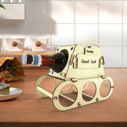 Estantería de vino de madera para 4 botellas - La elección perfecta para la barra y la decoración de la cocina del hogar, también un regalo de Navidad ideal