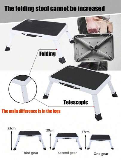 1 pezzo Poggiapiedi pieghevole - Leggero e antiscivolo in PP, design salvaspazio, adatto per cucina/garage/camper - Accessorio portatile per la casa e il camper (Accessorio essenziale per lo stoccaggio compatto 2026)