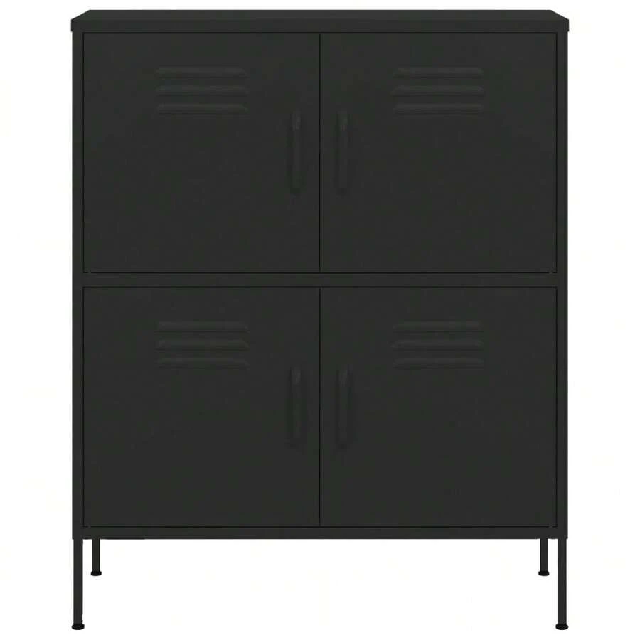 vidaXL Armoire de rangement Noir 80x35x101,5 cm Acier - Noir - Voir 1
