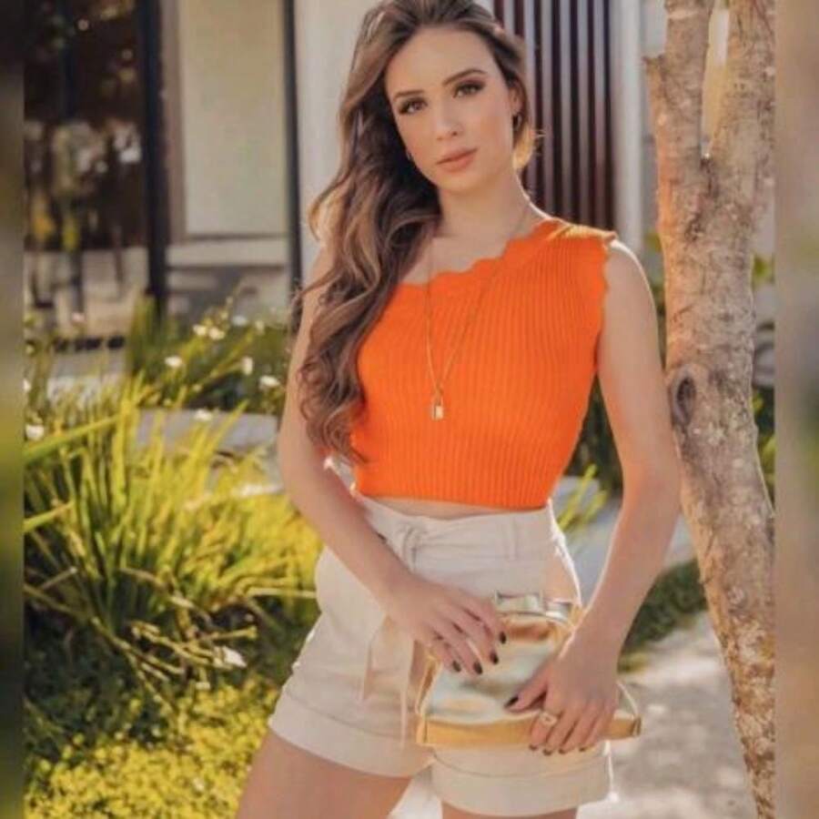 Women's Modal Blouse, One-Shoulder Style, 2023 - Naranja - Ver 1