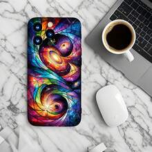 1PC Phone Case ,  Cosmic Spiral Galaxy Art Design , Stylish Phone Case, Phone Decoration, All-around Lens Protection, Creative Small Gift, Funny Gift for Boys and Girls - ブラック - チェックする 6