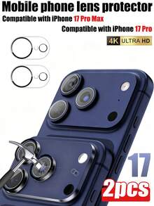 2pcs - Transparent Camera Lens Protector Film Compatible With IPhone 17 Pro Max 6.9 Inch, Compatible With IPhone Lens Protective Case, Full Coverage, 9H Hardness Anti-Scratch, High-Definition Clear Tempered Glass Camera Accessories, Suitable For Phone Case [No Impact On Night Photography], Valentine's Day Gift. - Clear - View 13