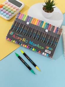 24/48/72/96/120 Colors Dual Tip Acrylic Marker Pens, Painting & Art Design, Opaque, Waterproof, Washable, For Drawing, Sketching, DIY, Office & School Supplies - Sets - View 10