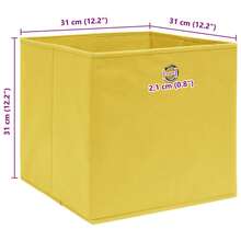 Boîtes de rangement vidaXL, lot de 4, jaunes, 32 x 32 x 32 cm, en tissu - Jaune citron - Voir 5