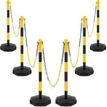 Paquete de 6 conos delimitadores de tráfico con base rellenable, barrera deseguridad de plástico ajustable con cadena de plástico de 39,4 pies, poste de control de multitudes para exteriores e interiores para el control del tráfico y la señalización. - amarillo y negro - Ver 7