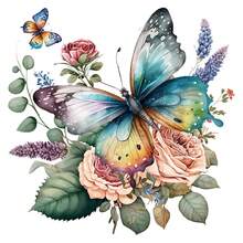 1张水彩蝴蝶、绿叶、玫瑰、薰衣草窗贴，DIY可移除PVC自粘贴纸，适用于春季卧室、客厅、阳台和店面装饰 - 彩色 - 查看 14