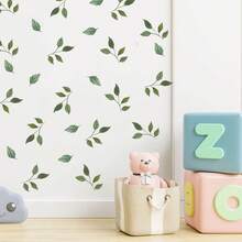 Watercolor Foliage Green Leaves Wall Stickers Scandinavian Boho Botanical Leaf Wall Decal For Bedroom Living Room Playroom Home Wall Decor - Green - View 5