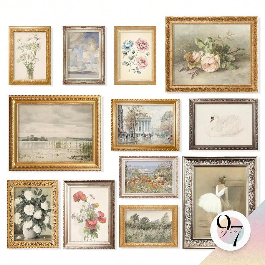 97 Decor French Decor For Home - Country French Wall Art Posters, Vintage Floral Pictures, Vintage Art Gallery Wall Prints Landscape Painting For Bedroom Decorations (Unframed) - VintageGx8x10 - View 1