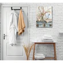 Arte de pared en lienzo azul para baño, decoración de pared de imagen de casa de campo rústica, pintura de flores silvestres rosadas para lavandería, pósteres impresos, obras de arte para decoración del baño - transparente - Ver 8