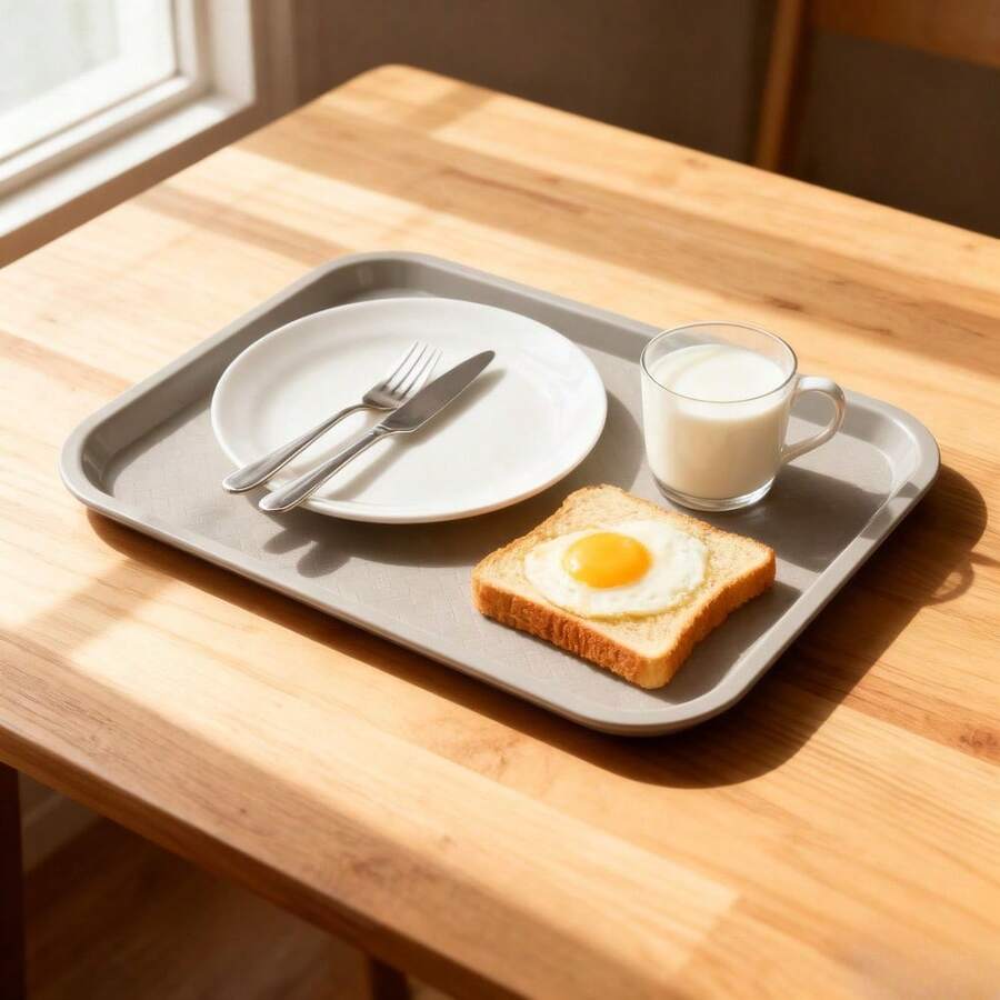 1 Pack 12 By 16 Inch Gray Café Standard Cafeteria Tray - Stackable Non-Slip Fast Food Serving Tray - Grey - View 1