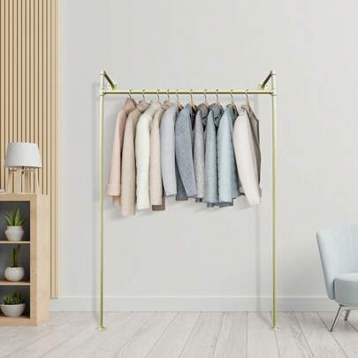 Premium Galvanized Iron Gold Clothes Rack High Temp Nano Baking Paint Garment Display Rack