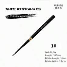 1pc Rubens Black Handle Foldable Watercolor Brush, Grey Squirrel Hair + Nylon Bristles, Lightweight Wooden Lacquered Handle Watercolor & Calligraphy Brush, Suitable For Art Students Outdoor Sketching, Beginners Watercolor & Oil Painting - Black - View 16