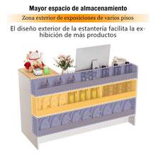 Mostrador De Recepción Con Cajón Y Estantes Multifuncional - Blanco - Ver 8