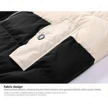 Abrigo de Invierno para Hombre con Capucha y Relleno de Plumón, Diseño Color Block, Corte Holgado, Capucha Desmontable, Chaqueta Casual de Moda para Estudiantes, Abrigo Acolchado Cálido para Hombre, Impermeable, Resistente al Viento, Ligero, Aislamiento Térmico, Parka Deportiva para Exteriores. - Verde militar - Ver 6