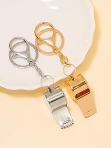 1个女士新款合金哨子钥匙扣，足球比赛哨子创意小礼物，DIY金属钥匙圈吊坠 - 彩色 - 查看 1