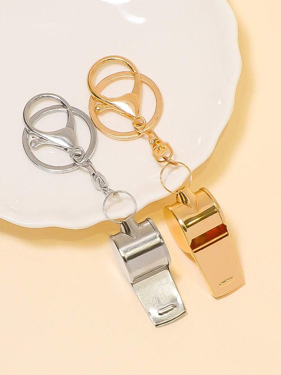 1个女士新款合金哨子钥匙扣，足球比赛哨子创意小礼物，DIY金属钥匙圈吊坠 - 彩色 - 查看 1