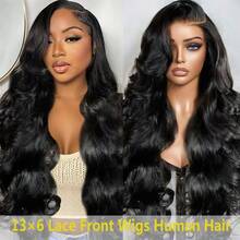 32 Inch Body Wave Lace Front Wigs Human Hair 150 Density Transparent Lace Frontal Wigs Human Hair 13x6 Lace Front Wigs Human Hair Pre Plucked Valentine's Day Gift - Natural Black - View 10
