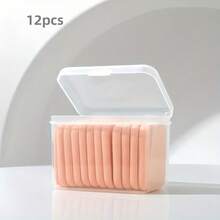 A Set Of 12 Storage Boxes Containing Soft Square Sponge Makeup Sponges For Women, Ideal For Blending Foundation And Cosmetics For A Smooth On The Face And Suitable For Both Dry And Wet Use, Compatible With All Skin Types. - Multicolor - View 2