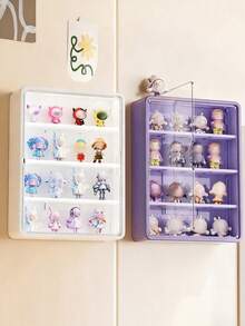 1 Transparent Acrylic Cosmetics Storage And Display Box, Wall-Mounted Dustproof Display Cabinet And Doll Toy Storage Organizer, Multi-Layer Transparent PP Material Collectible Figure Display Rack, Handmade Storage Cabinet - Multicolor - View 3