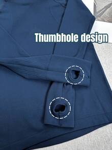 1件装 女士健身速干长袖T恤 圆领修身运动服 舒适透气瑜伽衫 - 藏蓝色 - 查看 6