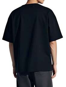 メンズ 和風 コットン 半袖 Tシャツ 縦文字 グラフィックプリント - 100% コットン 200gsm、リラックスフィット、柔らかく通気性のある生地、オールシーズンカジュアルウェア、洗濯機洗い可能 - ブラック - チェックする 2